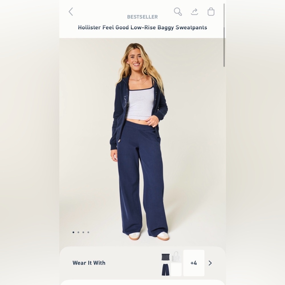 Hollister Navy Feel Good Low Rise Baggy Sweatpants